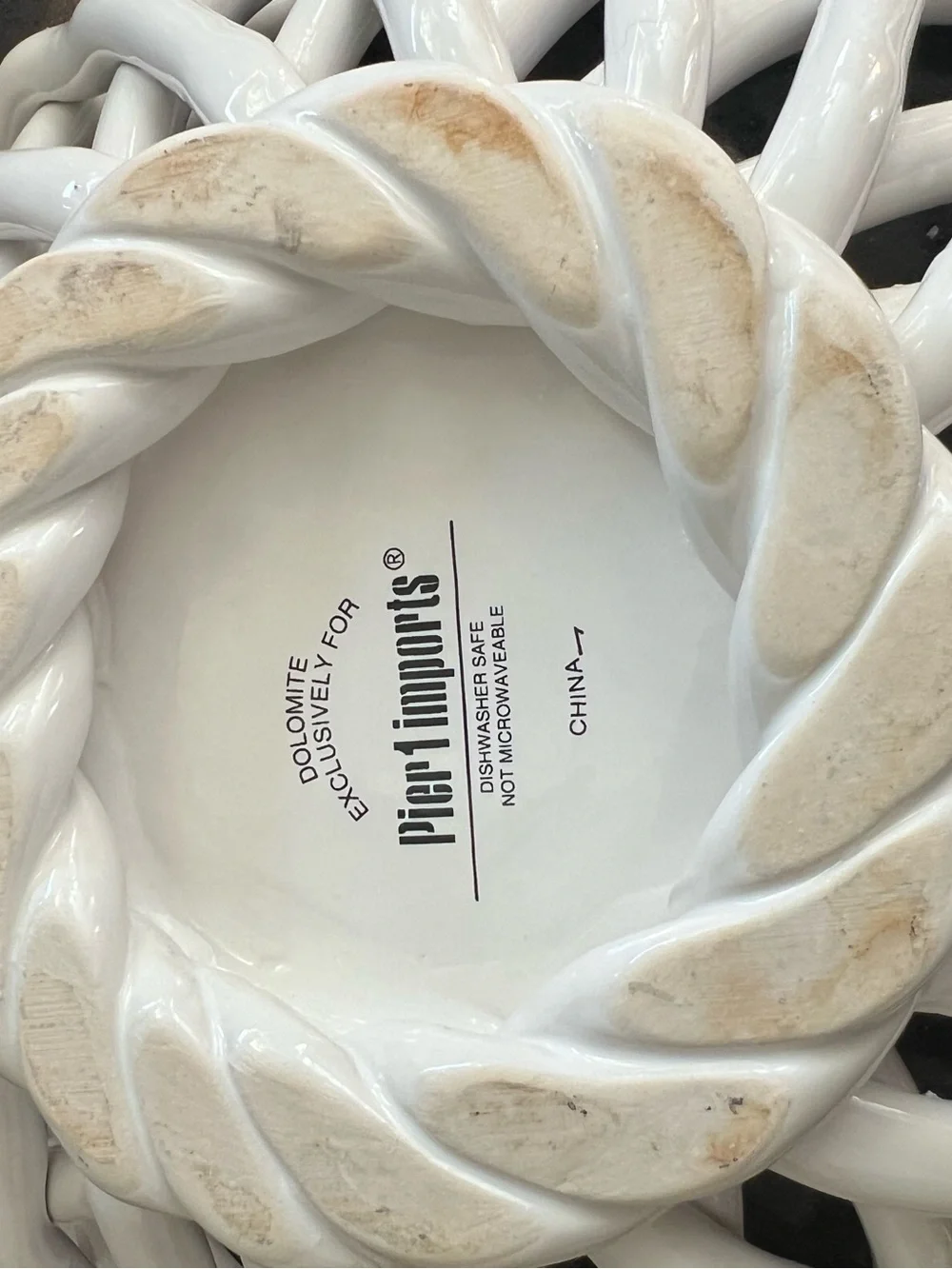 Pier 1 White Ceramic Woven Bowl